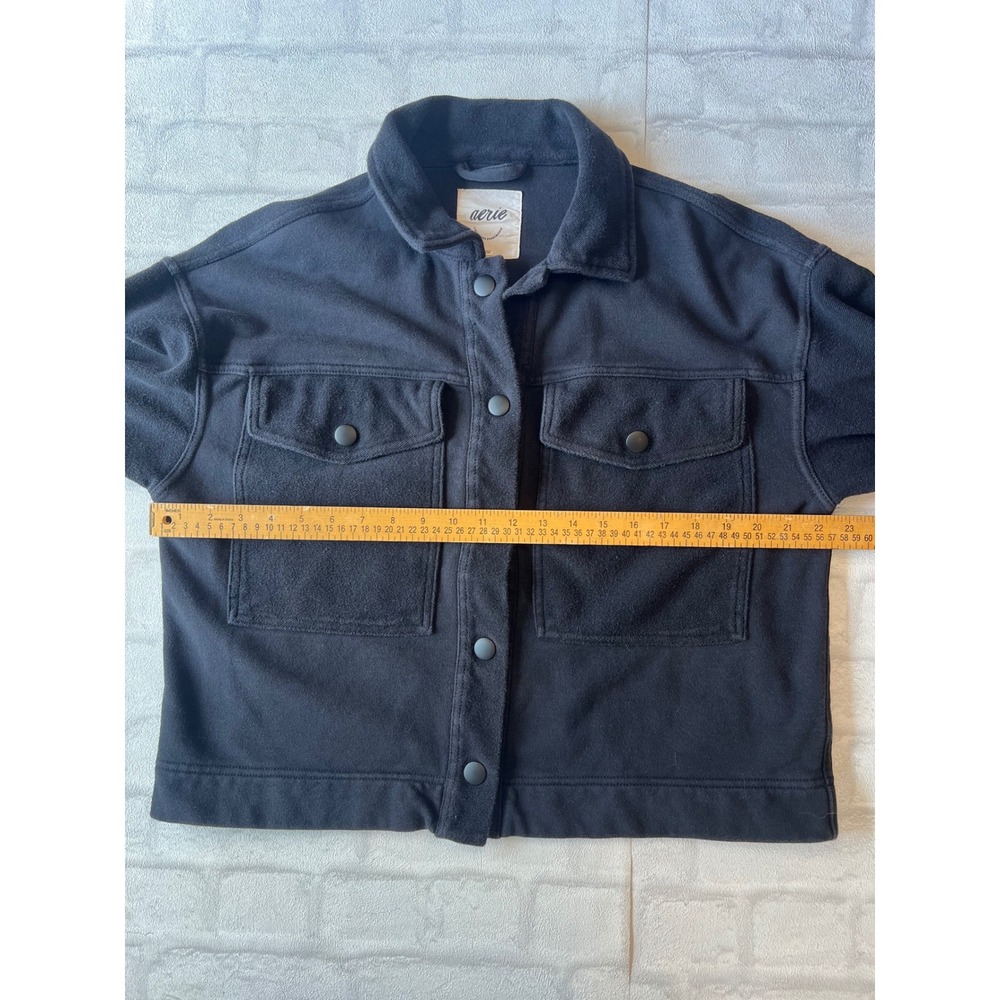 Aerie Black Cotton Shacket Snap Button Pocket Jacket Women Medium closet staple - Picture 7 of 8